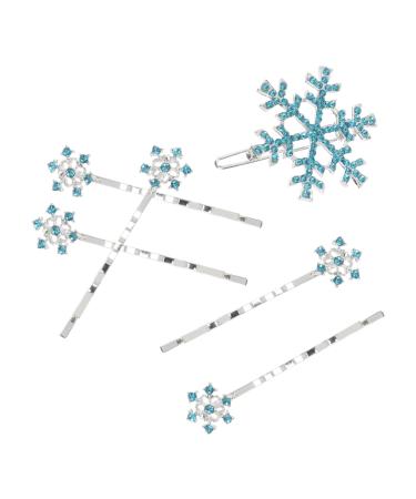 KALLORY Snowflake Hair Pins Girls Hair Barrettes Decorative Hair Clips Party Snowflalke Style Hair Accessories for Children 6pcs