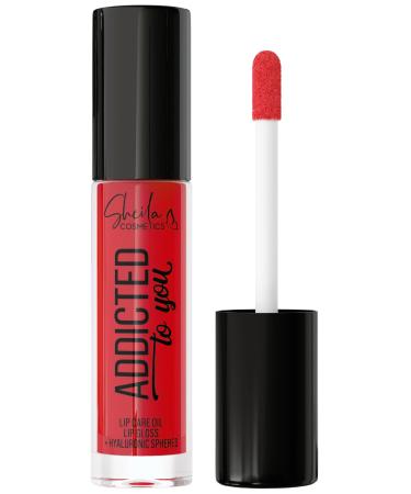 Sheila Cosmetics Addicted To You Huile Nourrissante & Gloss L vres l Acide Hyaluronique Texture Transparente Fabriqu en Italie (Format unique 02 Grenade) 02 Grenade Format unique