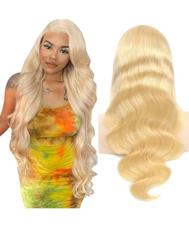 30 Inch 613 Lace Front Wig Human Hair 13x4 HD Body Wave Blonde Lace Front Wigs Human Hair 613 Transparent Lace Frontal Wig Pre Plucked With Baby Hair 30 Inch 13X4 613 Body Wave Wig