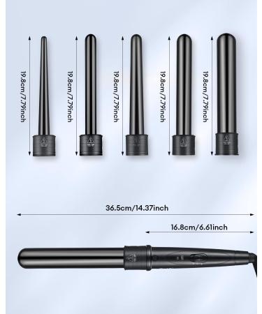 CkeyiN 5 in 1 Ceramic Curling Iron Set | Interchangeable Barrels | Adjustable Temperature | Hair Curlers for All Hair Types | Black - Buy Online on GoSupps.com