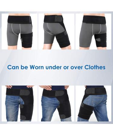 Adjustable Thigh Bandage & Compression Support | Neoprene Hip Belt for Knee Tendon Sciatic Pain Relief - Unisex - Buy Online on GoSupps.com
