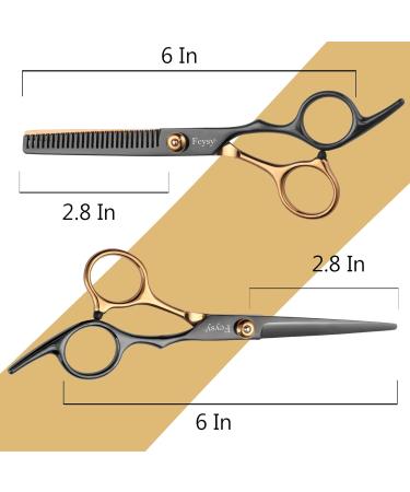 Effy Professional Hairdresser Scissors Set - 11 PCS Gold & Black Hair Cutting Shears for Kids & Dogs - Buy Online on GoSupps.com