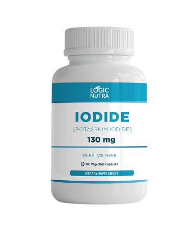 Logic Nutra Iodine (Potassium Iodide) 130 mcg with 100 Vegetable Capsules to Support The Thyroid and Maintain Healthy Cellular Metabolism - Buy Online on GoSupps.com