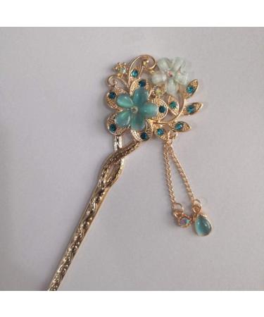 FRCOLOR Chinese Hair Stick Rhinestone Hair Chopsticks Flower Hair Clip Vintage Tassel Hair Pin Hair Making Accessories for Women (Blue) - Buy Online on GoSupps.com