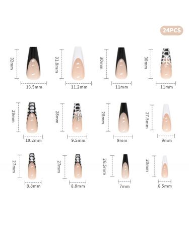 WOOXDYUK 24 Piezas U as Postizas Mate - Cobertura Completa Arte de U as Blanco y Negro Puntas de Presi n Para Mujeres y Ni as - Buy Online on GoSupps.com