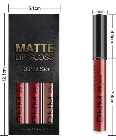 3Pcs Matte Lip Gloss Set Matte Liquid Lipstick Set Lip Stain Long-Lasting Waterproof Lipgloss Makeup Gift Lipsticks Set Vibrant Lips Set (#04) - Buy Online on GoSupps.com