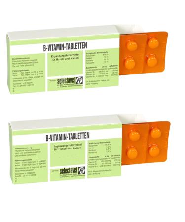 Selectavet B vitamin tablets |Double pack |2 x 100 tablets |Supplementary feed for dogs and cats |B vitamins for deficiency situations and in the case of digestive disorders