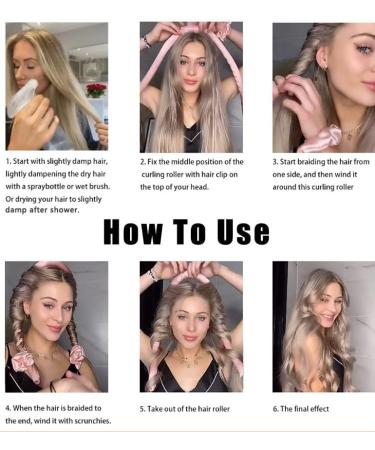 Silky Heatless Curling Rod Headband - Pink No Heat Wave Styling Tool for Long & Medium Hair - Buy Online on GoSupps.com