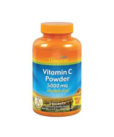 Thompson Vitamin C Powder | 5000mg | 100% Pure Ascorbic Acid | Immune Support & Antioxidant Supplement (12 oz)