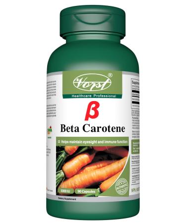 VORST Beta Carotene 5000 IU Vitamin A 90 Capsules | Supplement for Eyesight Immune System Brain Tanning & Skin Health | Powder Pills | 1 Bottle 90 count (Pack of 1)