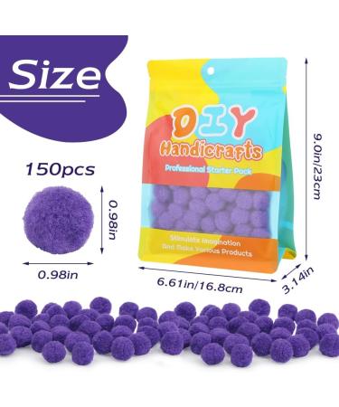 150PCS 1 Inch Purple Craft Pom Poms for DIY Arts and Crafts Decorations - Buy Online on GoSupps.com
