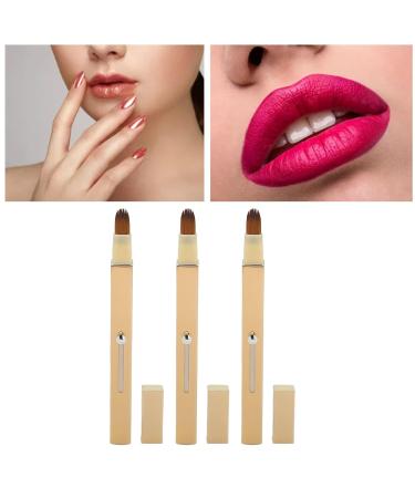 3pcs Retractable Lip Brush Set - Portable Double Ended Concealer & Lip Makeup Brush for Travel | Perfect Christmas Gift (Gold - Buy Online on GoSupps.com