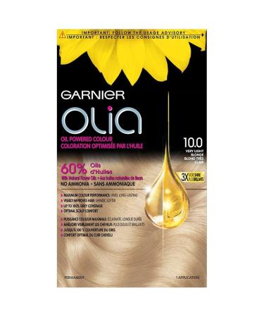 Garnier Olia Permanent Hair Colour 10.0 Very Light Ammonia-Free Long-Lasting Hair Shine With 60% Oils 1 Application