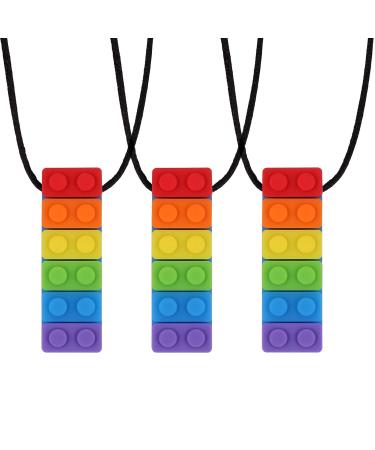 You & lemon 3 pieces of chewing necklace silicone pub trailer teething toys rainbow cubes for boys and girls with autism and ADHD