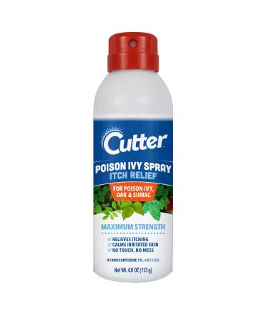 Cutter  Poison Ivy Spray Itch Relief  Hydrocortisone Spray for Relief of Poison Ivy  Oak & Sumac Skin Itching  113 g