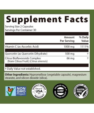 NATURESPAN Quercetin Vitamin C Complex-Promotes Lung Health and Respiratory Circulation 60 Capsules - Buy Online on GoSupps.com