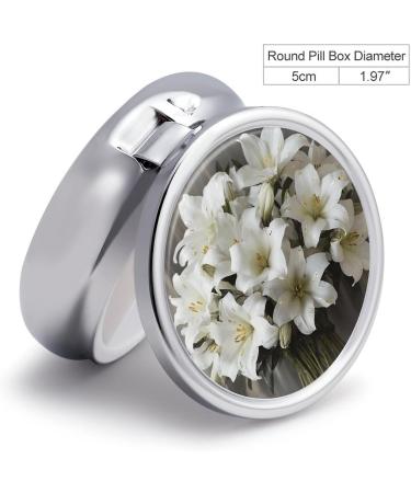 Travel Pill Box - 3 Compartment White Lily Bouquet Portable Organizer for Purse & Pocket - Buy Online on GoSupps.com