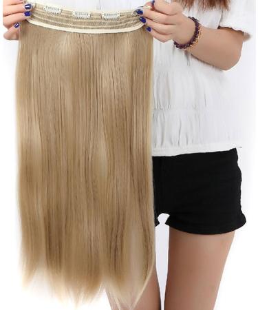 S-noilite 23 Inches (58cm) 3/4 Full Head One Piece 5clips Clip in Hair Extensions Extension Long Straight Hairpiece (Ash Blonde)
