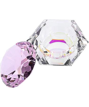 Minkissy Nail Art Dappen Dish Diamond Shape Nail Crystal Bowl with Lid for Nail Acrylic Liquid Powder (Pink) - Buy Online on GoSupps.com