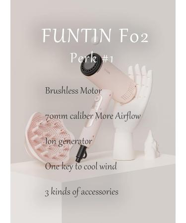 FUNTIN 2000W Ionic Hair Dryer with Brushless Motor for Salon Professional Use - Pink - Buy Online on GoSupps.com