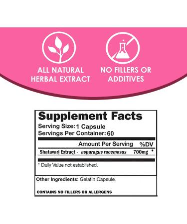 VH Nutrition Shatavari Capsules - 700mg Asparagus Racemosus Extract - Female Vitality & Rejuvenation - Natural Estrogen Balance - 60 Capsules - Buy Online on GoSupps.com