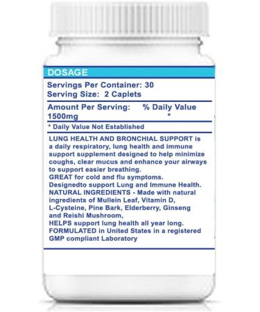 Full Spectrum Lung Health & Bronchial Support Supplement | Mullein | 60 Caplets - Optimize Respiratory Wellness - Buy Online on GoSupps.com