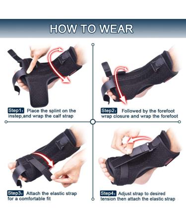 Plantar Fasciitis Night Splint & Orthotic Brace for Effective Pain Relief with Spiky Massage Ball - Black - Buy Online on GoSupps.com