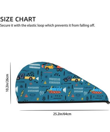 Hair Towel Wrap - Quick Drying Hair Turban with Button | Construction Trucks Design - Buy Online on GoSupps.com