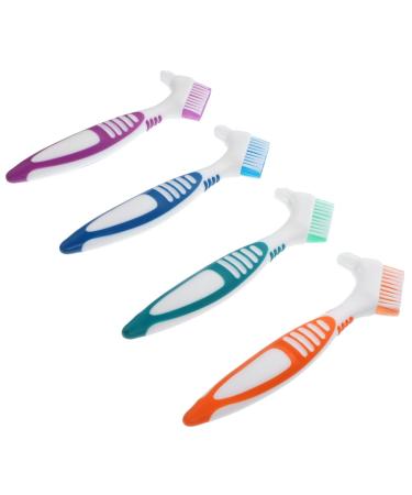 Dressoos 4 pieces toothbrush double -sided prosthesis brush cleaning brush with soft bristles Denture Cleaning Brush Denture Cleaner wrong teeth tool dentures prosthesis cleaner