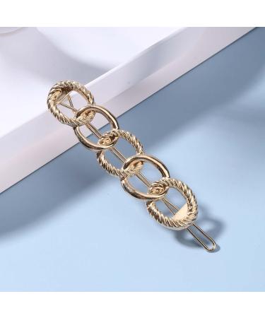 Yheakne Vintage Gold Link Chain Hair Clip | French Style Headdress Barrette & Decorative Hairpin | Geometry Hair Accessories - Buy Online on GoSupps.com