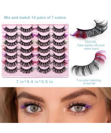 Uranian Colorful Fluffy Faux Mink Eyelashes - 14 Pairs D Curl Long Dramatic Volume Lashes for Women & Girls - Buy Online on GoSupps.com