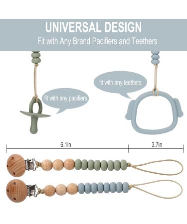 Pacifier Clip AULEGE 2-pack Silicone Binky Holder for Soothie & Teething Toy - Sage Ether | Ideal Shower Gift for Newborn Boys and Girls - Buy Online on GoSupps.com