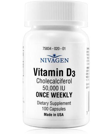 Nivagen Pharmaceuticals Inc Vitamin D3 50,000 IU Capsule (100 ct) - Pack of 1 - Buy Online on GoSupps.com