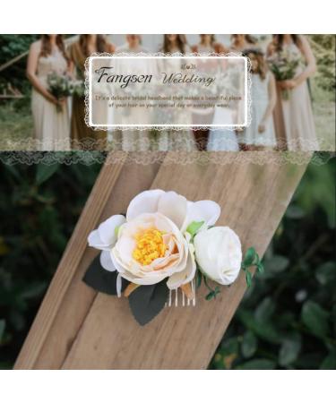 Fangsen Hibiscus Rose Flower Hair Comb - Bridal Headpiece for Brides & Bridesmaids - Buy Online on GoSupps.com
