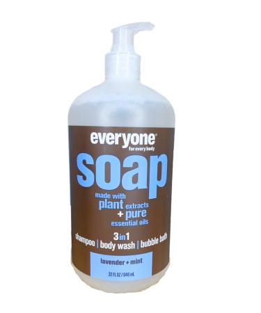 Everyone 3-in-1 Soap - Body Wash Shampoo Bubble Bath - Lavender + Mint - 32 Ounces - 1 Bottle Mint 32 Fl Oz (Pack of 1)