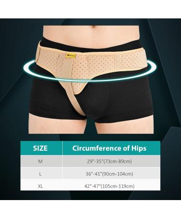 Tenbon Hernia Belt for Men and Women - Adjustable Support for Pain Relief - Removable Compression Pads - Left and Right Wearable - L Beige - Buy Online on GoSupps.com