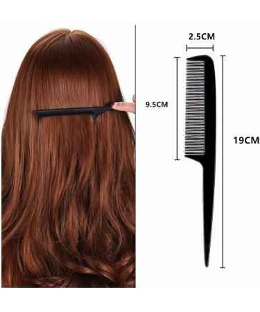 NuAngela Styling Comb Set Cutting Combs Clipper Rat Tail Hair Beard Comb Wide and Fine Tooth Hair Dressing Comb For Women Men Parting Teasing Professional Barber Comb (BLACK 2) - Buy Online on GoSupps.com