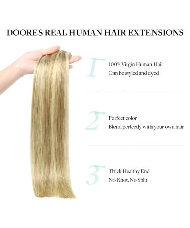 Clip In Extensions Real Hair - Light Blonde Highlights Gold Blonde 40cm 16 Inch - 110g Seamless 7 Pieces PU Human Hair Extensions - Buy Online on GoSupps.com