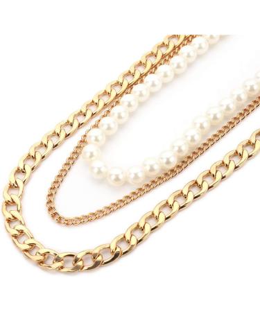 Shop Aimimier Bridal Layered Pearl Choker & Cuban Link Chain Necklace - Vintage Statement Jewelry for Women & Girls - Buy Online on GoSupps.com