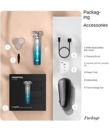 Buy RS901 Sky Blue Electric Shaver - Portable Rechargeable & Washable | Men's Beard Shaver with Leather Bag - International Shipping Available - Buy Online on GoSupps.com