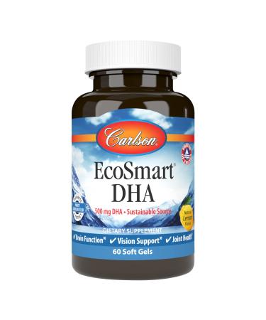 Carlson - EcoSmart DHA 500 Sustainable Source Supports Healthy Vision & Brain Function Lemon 60 soft gels