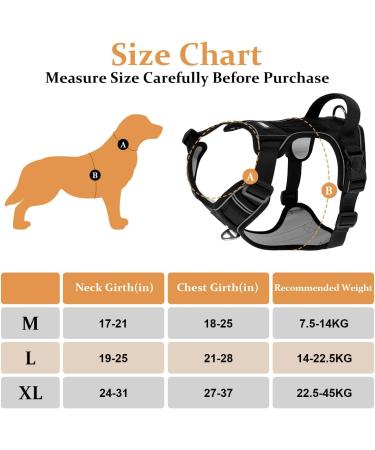 Etaccu Adjustable No-Pull Dog Harness with Handle - Breathable & Padded Safety Harness for Medium Dogs - Reflective Black - Buy Online on GoSupps.com
