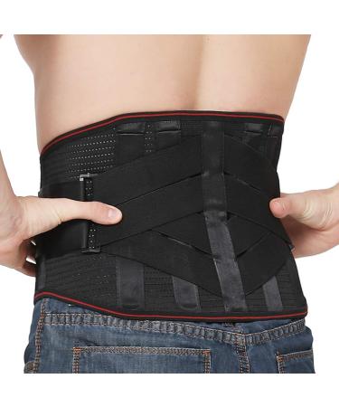 Lower Back Braces for Back Pain Relief - Compression Belt for Men & Women - Lumbar Support Waist Backbrace for Herniated Disc, Sciatica, Scoliosis - Breathable Mesh Design, Adjustable Straps(L, Black) Large (Pack of 1) Black