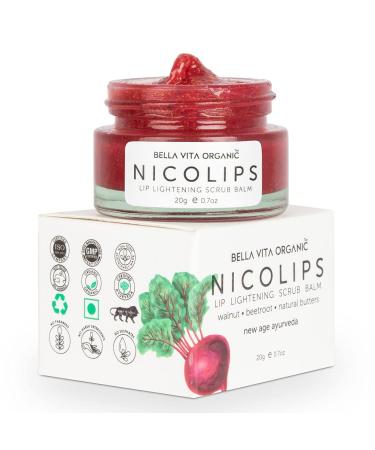 Bella Vita Organic NicoLips Lip Balm Scrub For Lightening & Brightening Dark Lips For Men & Women 20g