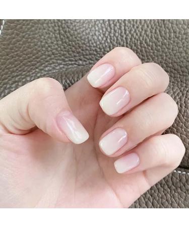 YoYoee Nude Short Fake Acrylic Nails - Full Cover Natural False Nails for Women 24Pcs - Buy Online on GoSupps.com