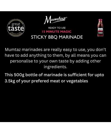 Mumtaz STICKY BBQ Marinade Sauce - Pack of 3x500g 15 Minute Magic Marinade Medium Spiced BBQ-Grill-Roast-Stir or Air fry All Natural Ingredients Gluten Free Vegan Friendly. - Buy Online on GoSupps.com