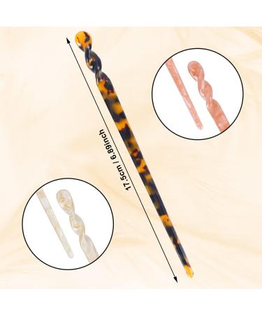 Sibba Vintage Acetate Hair Sticks - 6 Leopard Pattern Hairpins for Women & Girls | Retro Chinese Hair Jewelry - Buy Online on GoSupps.com