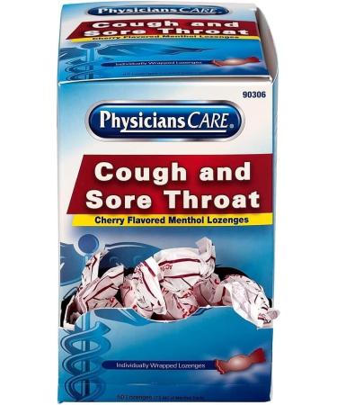 PhysiciansCare Cough and Sore Throat Cherry Menthol Lozenges 50 Individually Wrapped per Box