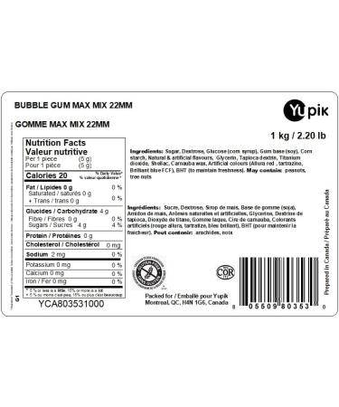 Yupik Bubble Gums 1 kg Gluten-Free Large Size Gumballs 22 mm Mixed Colors Sweet Flavor Candy Machine Refills Fun & Nostalgic Delicious Snacks Ideal for Gifting Holidays & Decorating - Buy Online on GoSupps.com