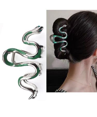 Fashionable Green Snake Design Metal Hair Claws Non Slip 4.3 Big Hair Claws Clips Halloween Gothic Women Girls Hair Accessories